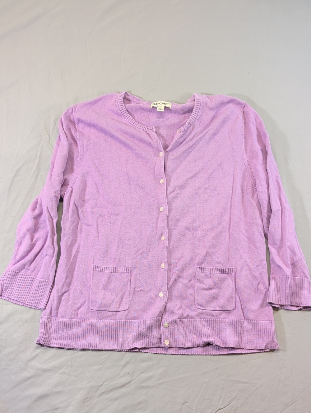Cherokee Lilac Button Front Knit Top